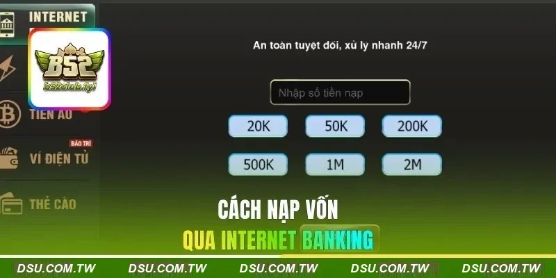 Cách nạp tiền B52CLUB qua Internet Banking